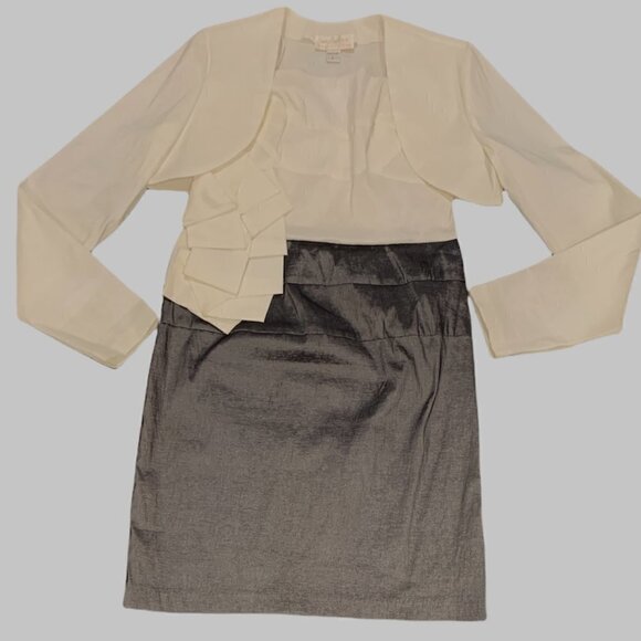 Jessica McClintock Formal Cocktail Party Strapless Dress & Jacket Gray 206A - Picture 5 of 12